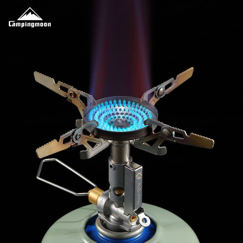 CAMPINGMOON XD-2F Mini High-Power Rocket Stove Duty Butane Gas Fuel Burner 3.3kw Firepower Built-in Igniter Screw Type with Storage Bag Camping Hiking