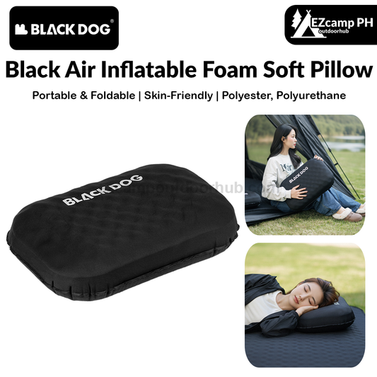Blackdog Black Air Inflatable Foam Soft Pillow Portable 2 in 1 Head Pillow With Storage Bag Soft Sponge Breathable Skin Friendly Outdoor Camping
