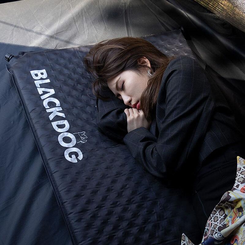 BLACKDOG Atomatic Inflatable Cushion 5CM Thick Foam Auto Self Inflate Single Double Camping Sleeping Pad Mattress Bed Tent Mat Comfortable Black Dog