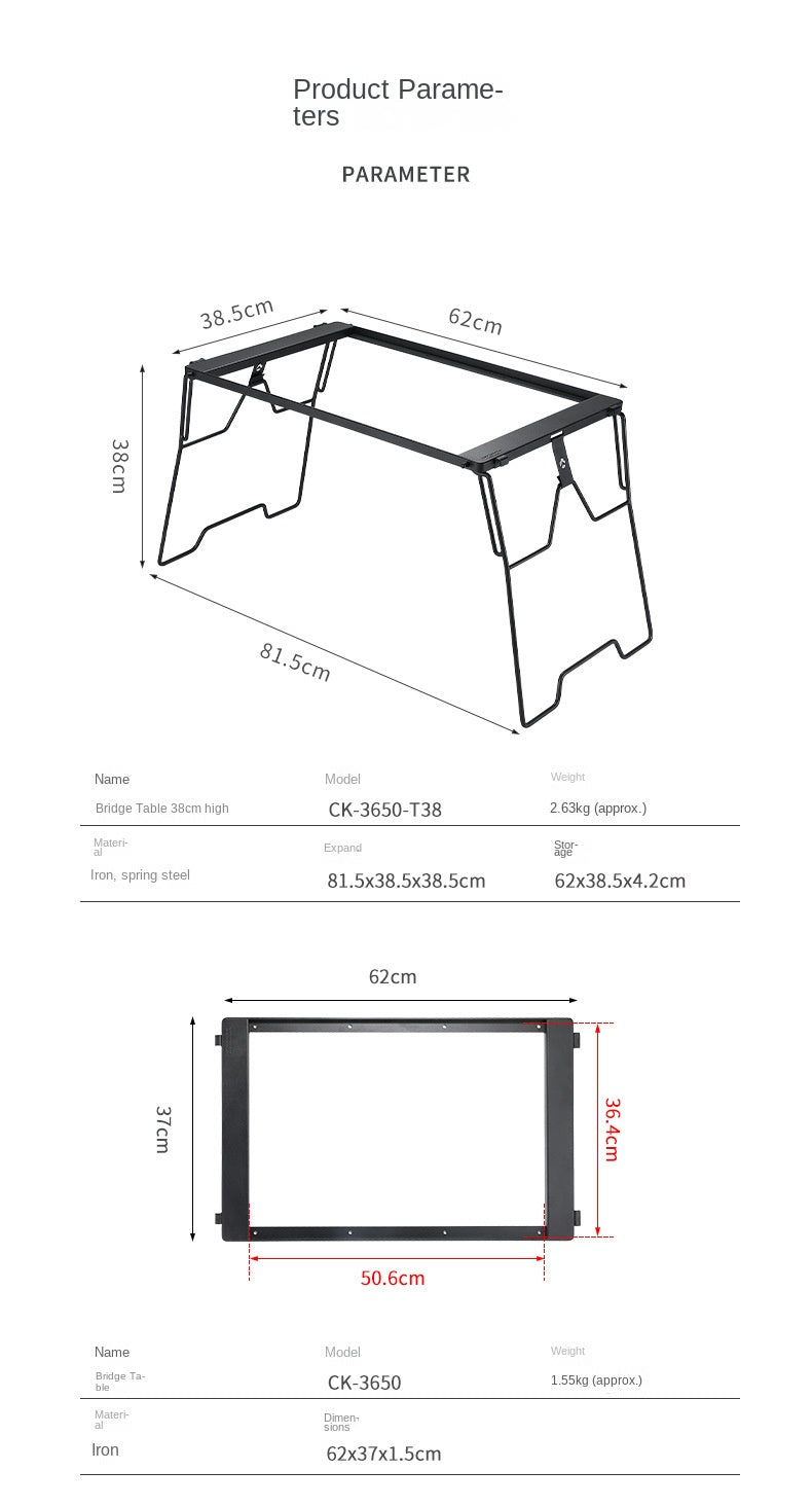 Campingmoon Modular Bridge Table Series Foldable Multiple Configuration IGT Compatible Outdoor Camping Black Folding Integrated Grill Kitchen Table