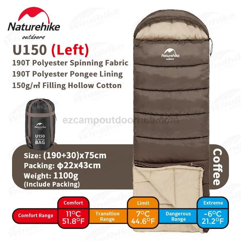 Naturehike U-Series Square Sleeping Bag Portable Ultralight Thickened Polyester Cotton Winter Envelope Sleeping Bags Outdoor Camping Waterproof