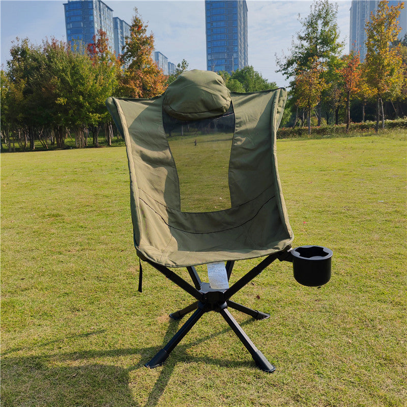 Swivel High Back Moon Chair Portable Ultralight Aluminum Frame Folding 360 Rotating Chair 150kg Max Load Camping Outdoor Travel