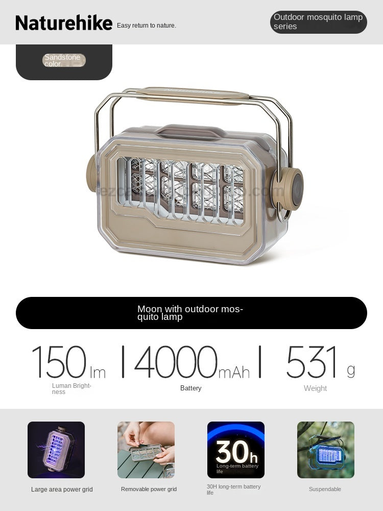 Naturehike MOON Anti Mosquito Lantern Portable Ultralight Multipurpose Insect Electric Zapper Ambient Light Lamp USB Charging 4000mAh Battery Outdoor Camping