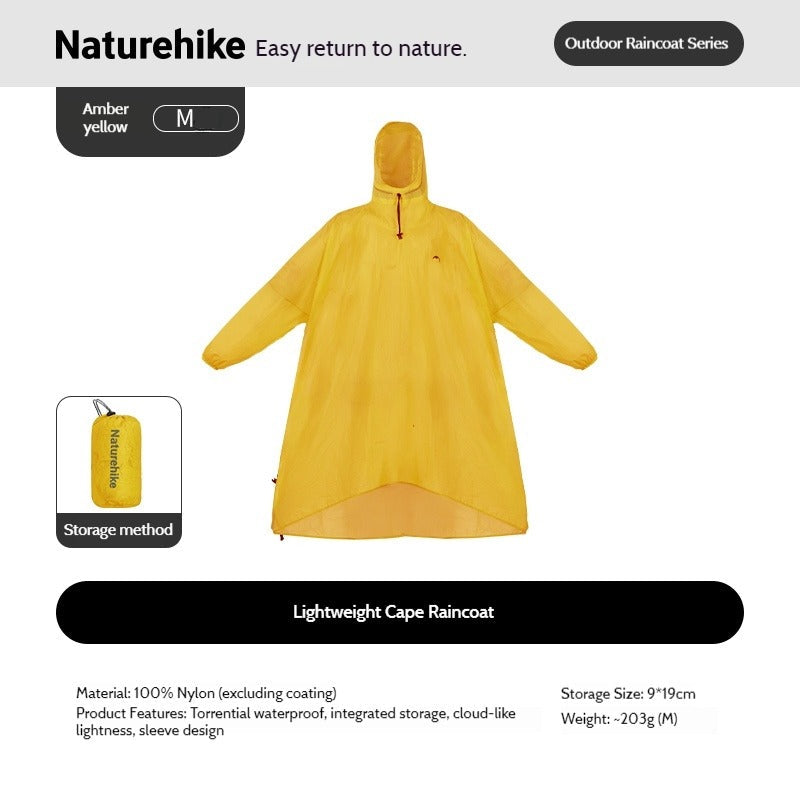 Naturehike Lightweight Poncho Raincoat Portable Foldable Unisex Sleeve Design Waterproof Outdoor Camping Hiking Cycling Travel Mountaineering