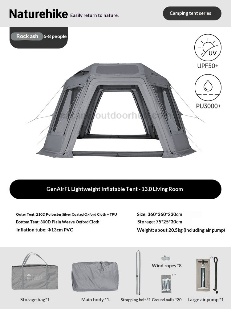 Naturehike 2026 AIR FL 13.0 / 6 0 / 3.0 Modular Tent Portable 6-8 Persons Air Inflatable Camping Tent Multiple Setups TPU Panoramic Sunroof Outdoor