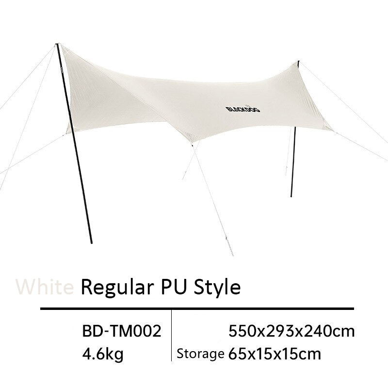 BLACKDOG Hexagonal Arc Edge Sky Curtain Large Canopy Awning Tarp Tent PU Coated 27m² Shade Area UPF50+ Sunscreen Shelter with Poles Hexagon Square