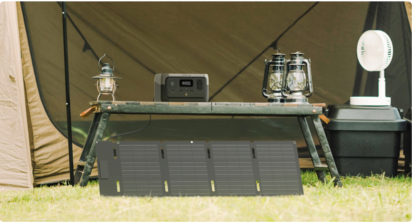 EcoFlow 45W Portable Solar Panel Foldable Lightweight Compact Hanging Design IP68 Waterproof Monocrystalline Silicon Direct Type-C Charging