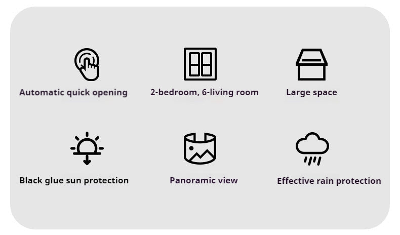 Blackdog SPACEX STARSHIP Automatic Tent Cabin Style For 8-10 Person Large 2 Bedroom 6 Living Room Outdoor Waterproof Black Vinyl Coated Sunscreen