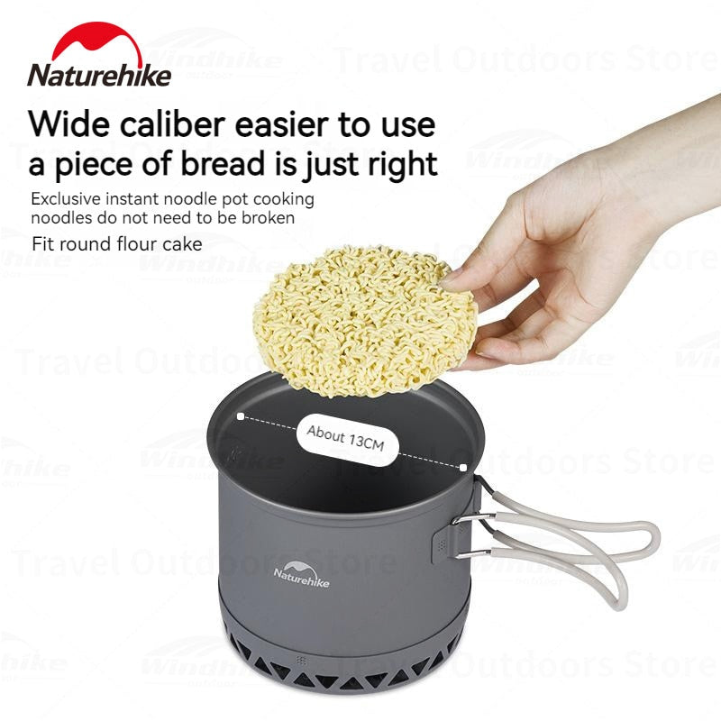 Naturehike Fast Heating 2 in 1 Camping Pot Set Hard Aluminum 1.2/1.8L Hiking Portable Ultralight Aluminum Non-Stick Outdoor 1-2 Person Cookware