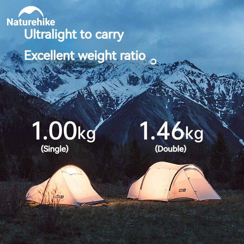 Naturehike JIM'S GEAR Series Trekking Tent Portable Ultralight 4 Seasons Tunnel Tent Camping Outdoor Hiking Picnic Beach Travel Tent 2 Person Nylon Waterproof Heavy Duty Original Nature Hike