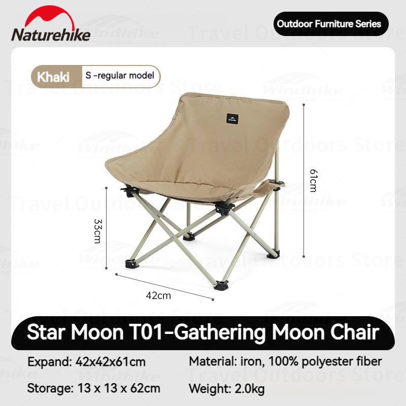 Naturehike Star and Moon T01 Gathering Camping Chair Portable X-Shaped Folding Leisure Relax Lazy Chair With Armrest Lounge Fishing Tourist Garde