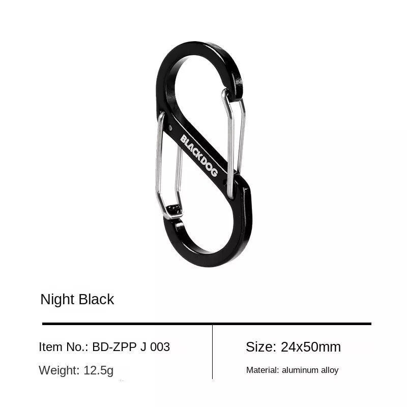 BLACKDOG 4pcs Black S Type Double Hook Carabiner Portable Lightweight Aluminum Alloy Dual Utility Buckle Hanging Keychain Holder Strap Key Chain