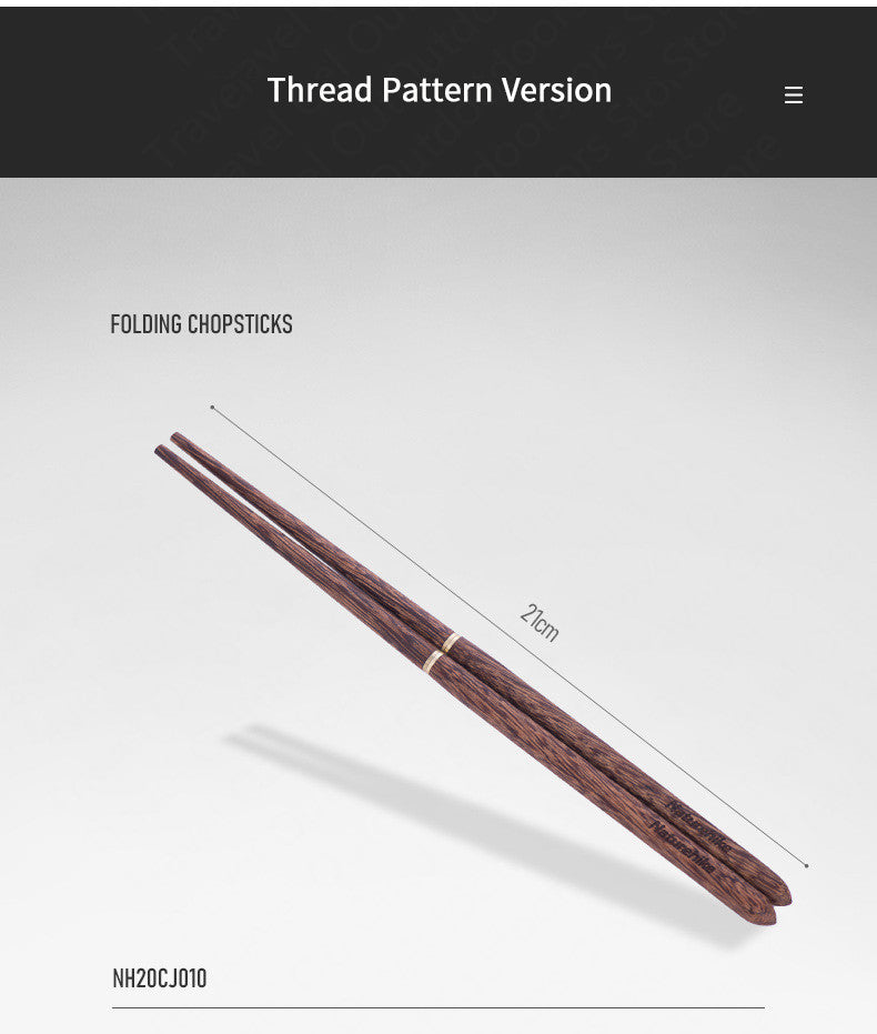 Naturehike Camping Chopsticks Solid Wooden and Stainless Steel 2 Section Wood Chop Stick Reusable Outdoor Chopstick with Case Tableware Utensil