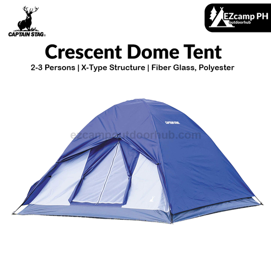 CAPTAIN STAG Crescent Dome Tent Portable Ultralight 2-3 Persons Waterproof Sun Shelter X-Type Structure Fiber Glass Polyester Outdoor Camping