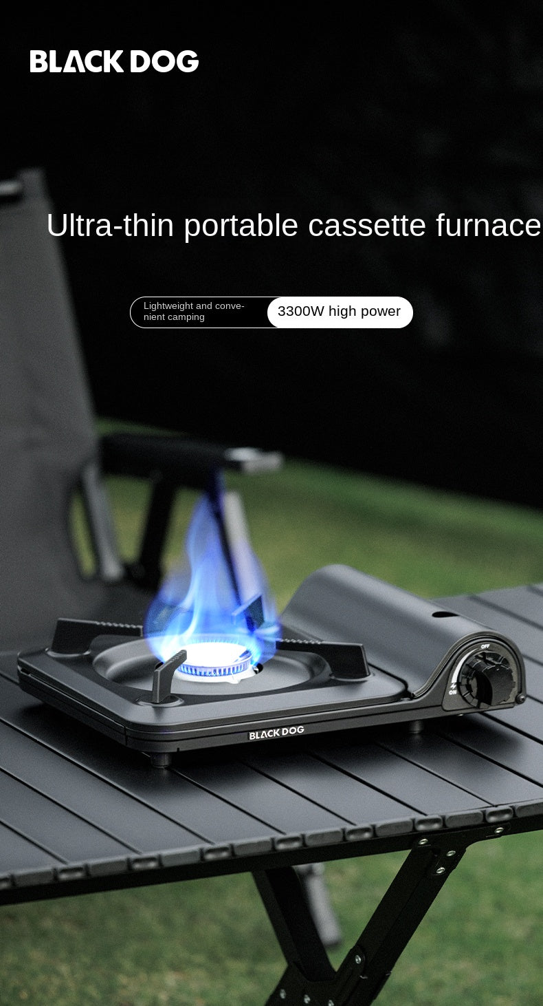 Blackdog Super Slim Black Canister Stove Portable Outdoor Camping Gas Cassette Burner 3300W Firepower Magnetic Valve Nozzle Butane With Storage Case