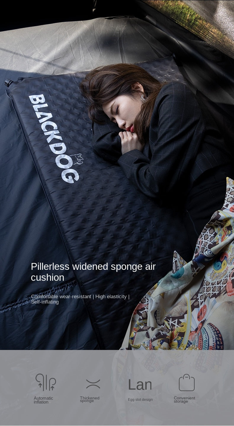 BLACKDOG Atomatic Inflatable Cushion 5CM Thick Foam Auto Self Inflate Single Double Camping Sleeping Pad Mattress Bed Tent Mat Comfortable Black Dog