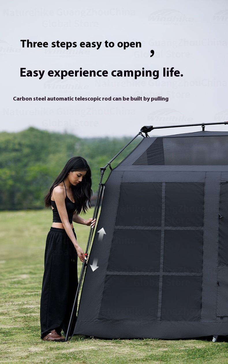 Blackdog CLOUD HOME 6.0 Automatic Tent Portable Black Coated Sunscreen Quick Opening Ridge Tent Waterproof With Sun Shelter Outdoor Camping Picnic Family House