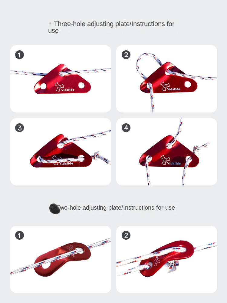 Vidalido Wind Rope Buckle Tensioner Portable Ultralight Tension Adjuster Guy Lines Anti-Slip Plate Outdoor Camping Tent Tarp Canopy Awning Accessories