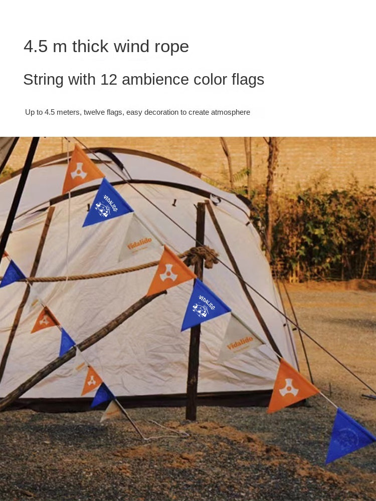 Vidalido Colorful Flag Pennant Portable Ultralight 4.5m Decorative Atmosphere Wind Rope Canvas Adjustable Length String Decor Outdoor Camping Tent