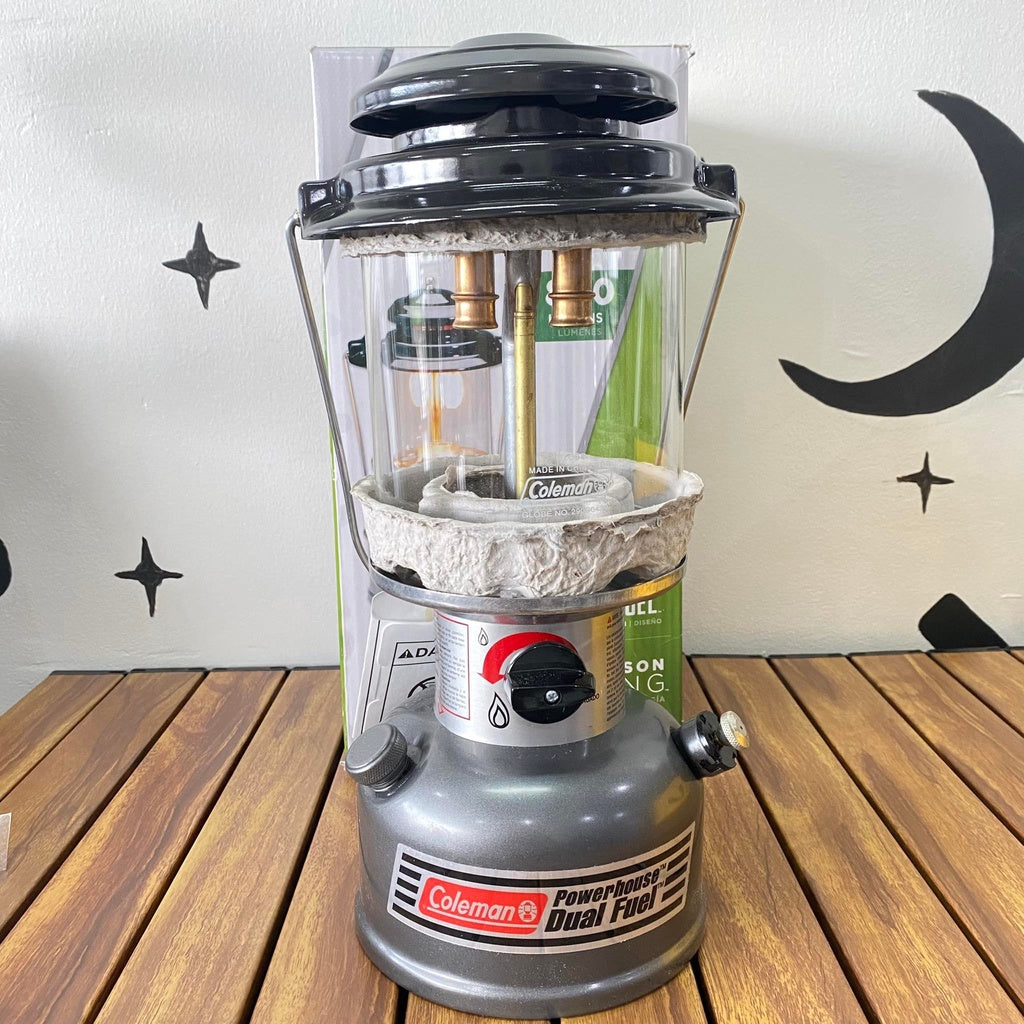 Coleman Powerhouse Dual Fuel Lantern Lamp Model 295 Outdoor Camping Gas Unleaded 2 Mantle up to 800 Lumens