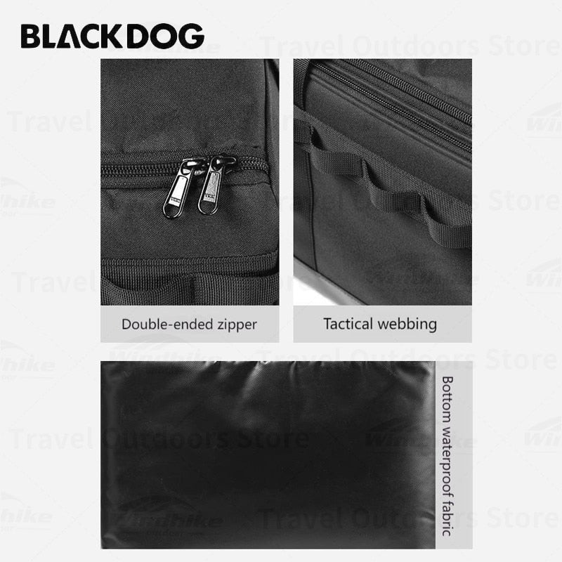 BLACKDOG Camping Equipment Storage Bag Portable Lightweight 30L Capacity Black Premium Tactical Design Bag Multi-Layer Waterproof PU Bottom 300D Oxford Cloth Material Tool Organizer Hiking Pinic Beach Travel Heavy Duty Original Black Dog