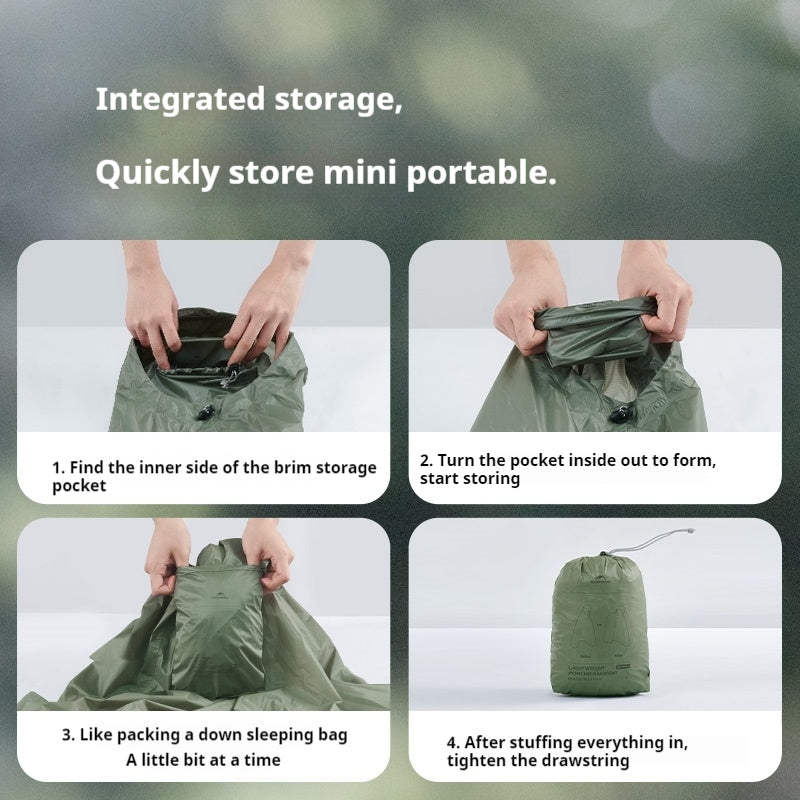 Naturehike Outdoor Poncho Raincoat Portable Lightweight Waterproof PU5000+ 20D Nylon One Piece Storage Tear Resistance Rainwear For Hiking Travel