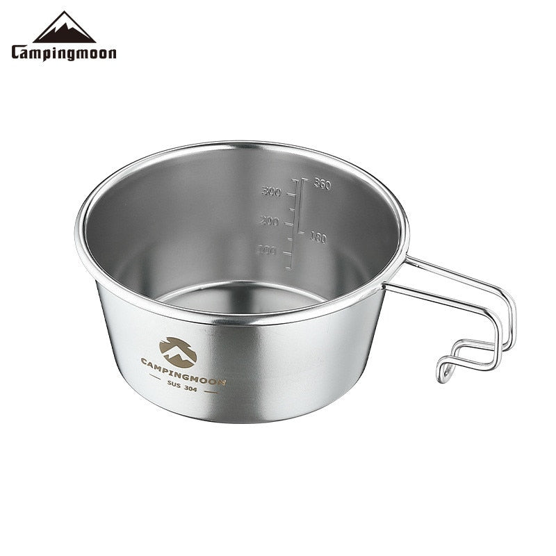 CAMPINGMOON Stainless Steel Sierra Bowl Portable Lightweight Multi-Function  Hanging Cup Tableware Cookware Utensil 310/450ml Outdoor Camping Hiking