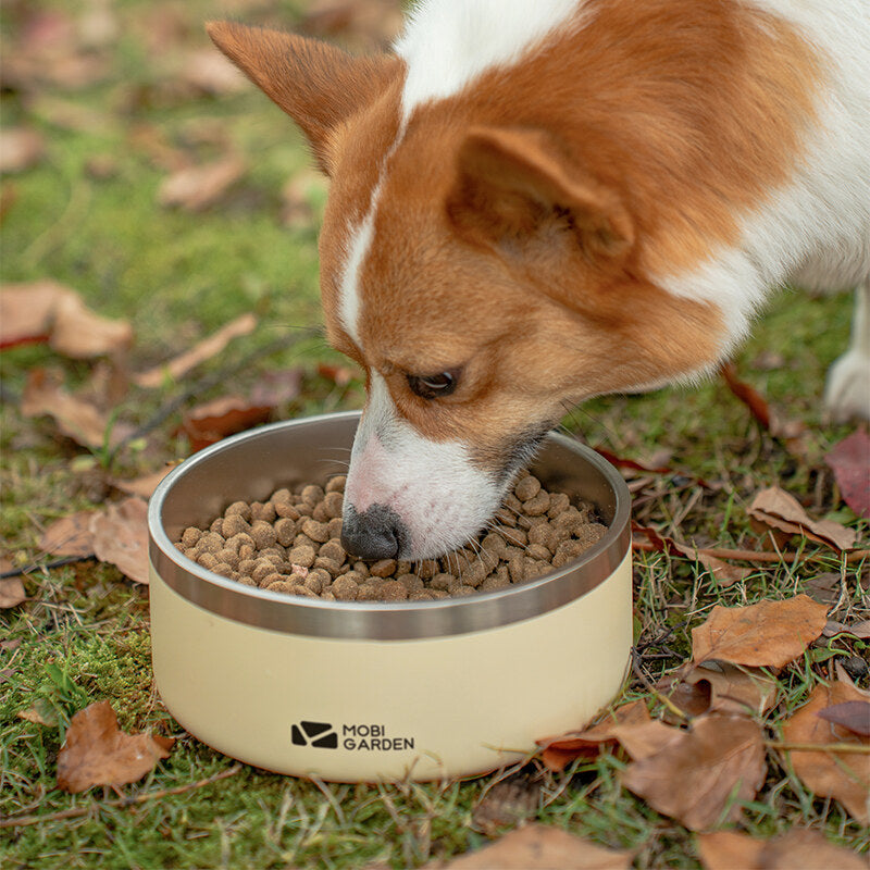 MOBI GARDEN Pet Bowl Dish Portable Lightweight Multipurpose Cat Dog Pet Food Bowl 304 Stainless Steel Anti-skid Tableware Water Basin Outdoor Camping