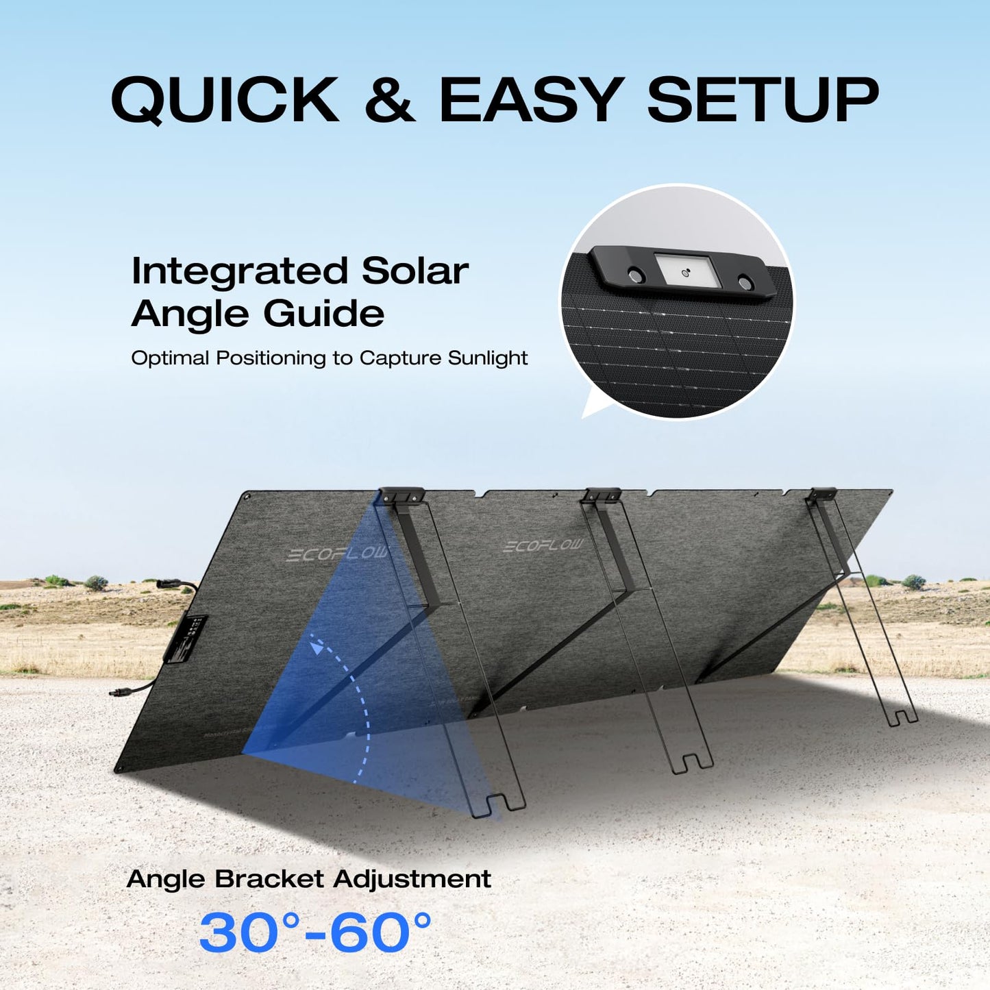 ECOFLOW 220W Single Face and Bi-facial Solar Panel Portable Lightweight Single Side Foldable Solar Panel Complete With Adjustable Kickstand Waterproof IP68 Durable For Off The Grid Living