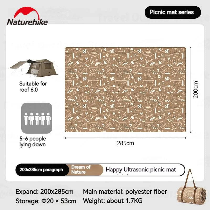 Naturehike HAPPY Series Ultrasonic Picnic Mat Waterproof Moisture Proof 3-10 Persons Cushion Pad Eco-Friendly Cotton Blankets Village 6.0 13 Add-on