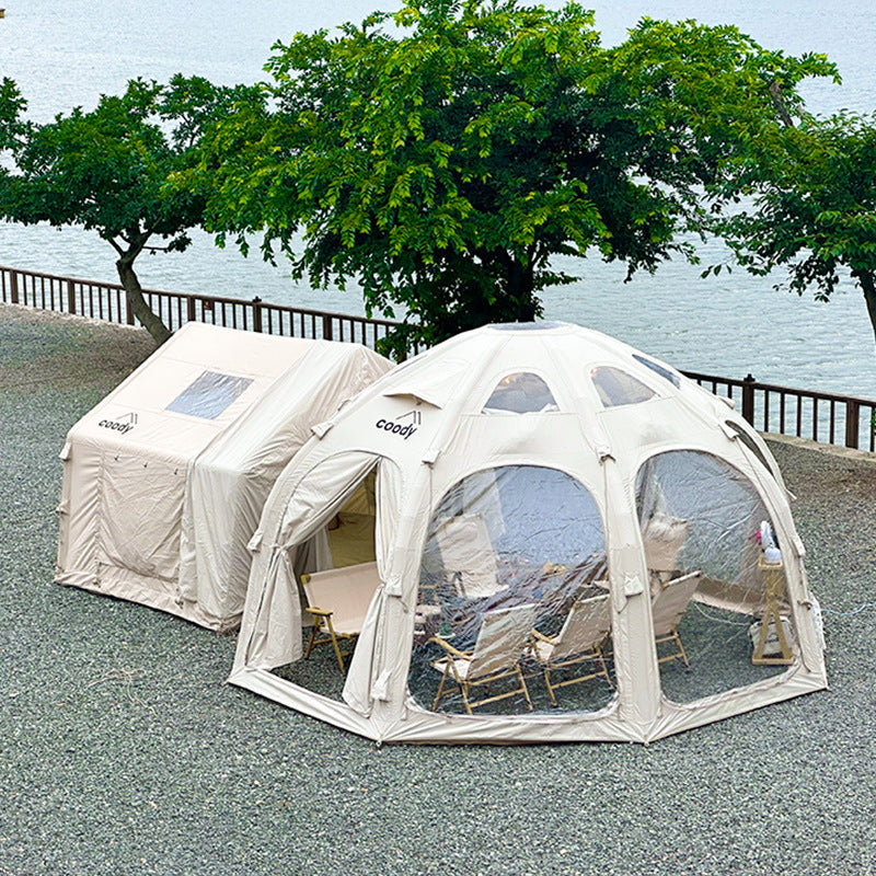Coody AURORA AIR DOME 17.6 Tent 6-8 Persons Air Inflatable Tent Octagonal Extra Large 17.6m² Interior Space Waterproof Black Vinyl Coated Sunscreen Rain Cover