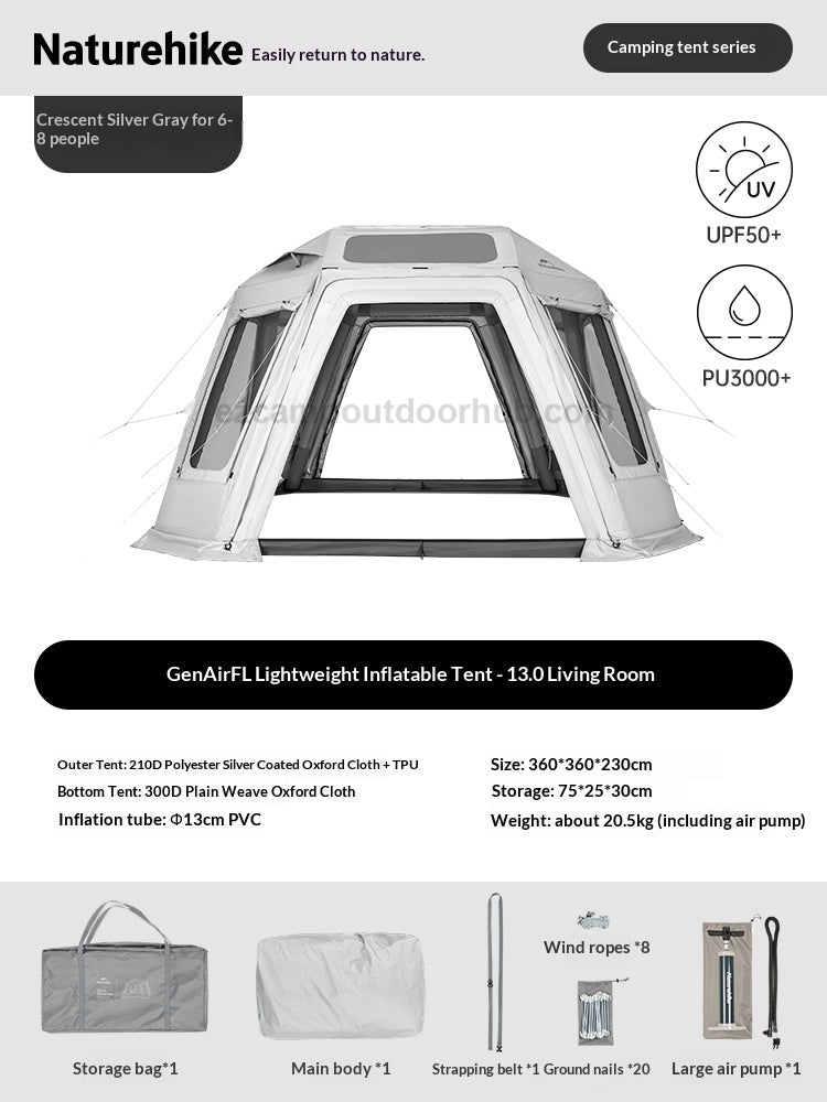 Naturehike 2026 AIR FL 13.0 / 6 0 / 3.0 Modular Tent Portable 6-8 Persons Air Inflatable Camping Tent Multiple Setups TPU Panoramic Sunroof Outdoor