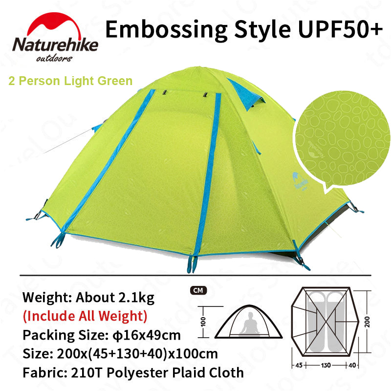 Naturehike 2 3 4 Person P-Series UPF50+ Outdoor Camping Tent Waterproof Windproof Portable Camp Heavy Duty Lightweight Camp Shelter for Nature Hike P Series Professional Hiking Backpacking