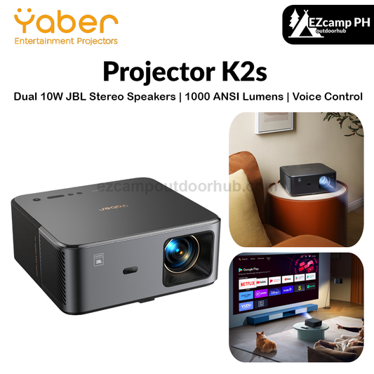 Yaber Projector K2s Multipurpose Auto Focus 1080P 1000 ANSI Lumens JBL Sound Dolby Audio NFC Screen Cast And Amazon Alexa Voice Control Built-in TV Dongle