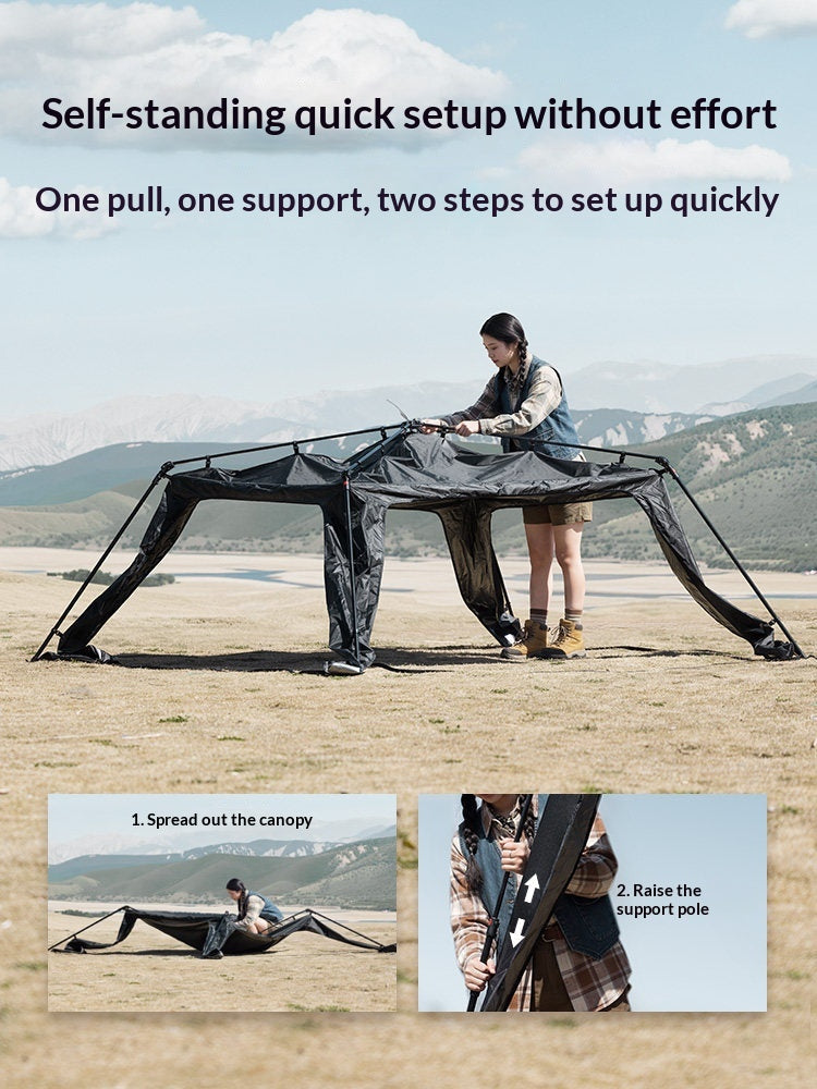 Blackdog DOME SKY Lite Automatic Tent Portable Fast Build Modular Tent Tarp Canopy Waterproof Black Vinyl Coated Sunscreen 9m² Shade Area Outdoor
