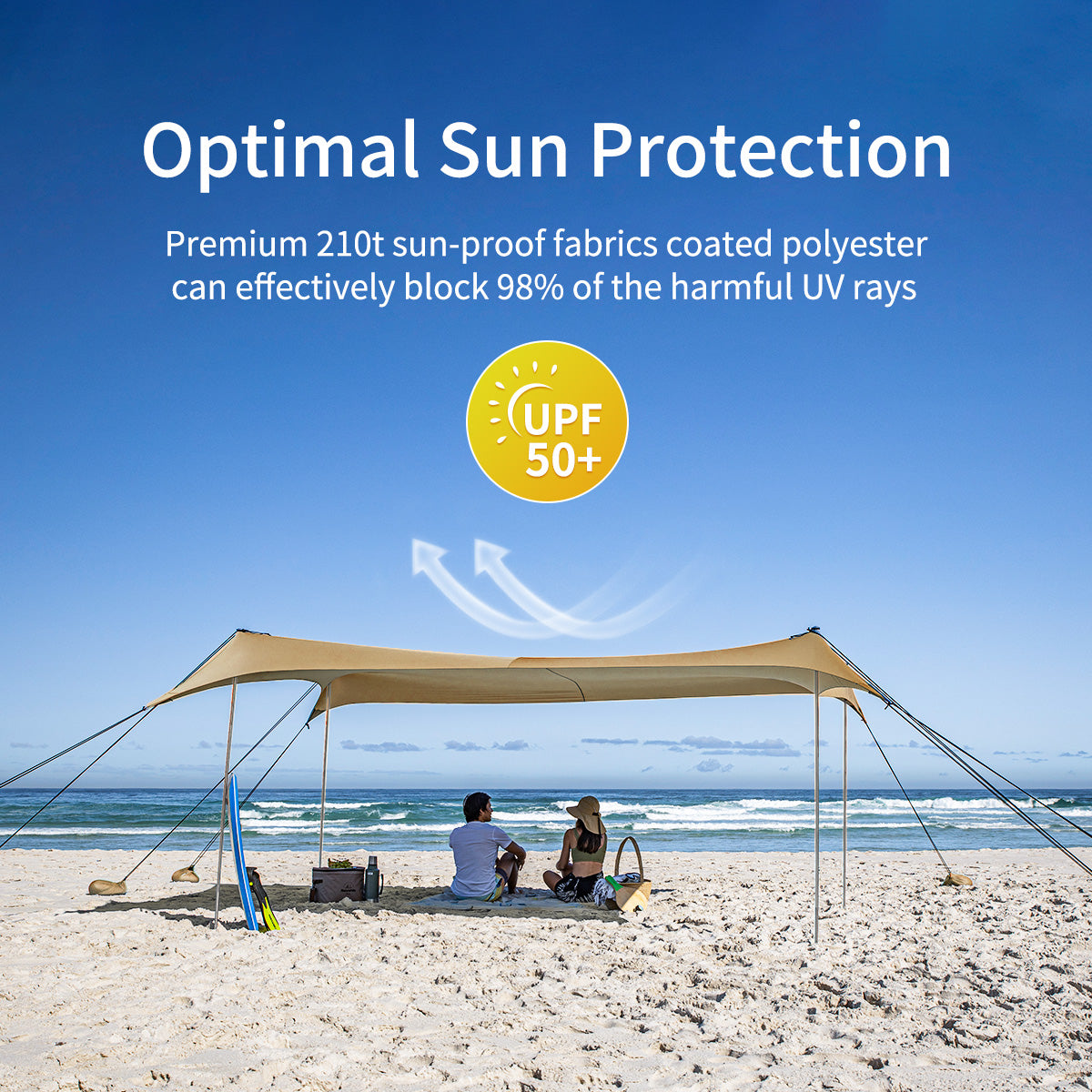 Naturehike 4 Poles Canopy Tarp Beach Tent Awning Large Shading Area UPF50+ Anti UV Sunshade Waterproof Shelter Sandbag Outdoor Camping Nature Hike