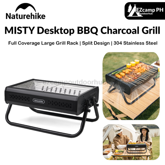 Naturehike MISTY Desktop BBQ Charcoal Grill Portable Foldable Kebab Griller Desktop Tabletop Meat Roaster Split Design Outdoor Cooking Equipment