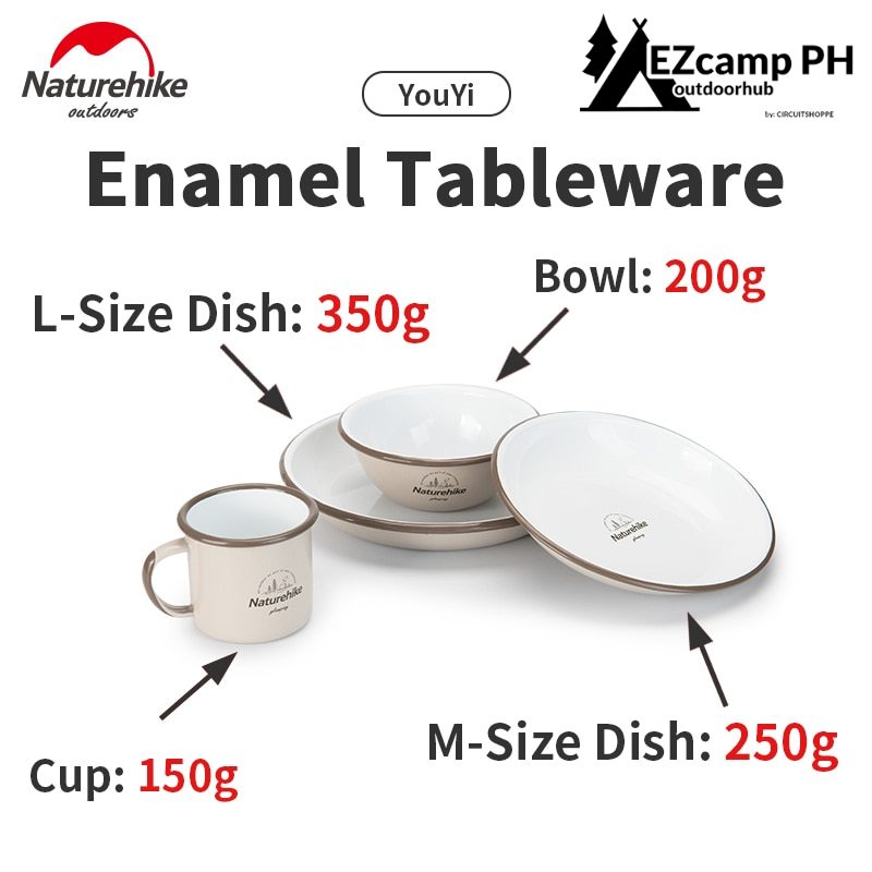 Naturehike Premium Enamel Coated Tableware Cup Dish Plate Bowl Coffee Mug Camping Outdoor Dinnerware Mug Glass Glazed Glossy Finish Elegant Utensil