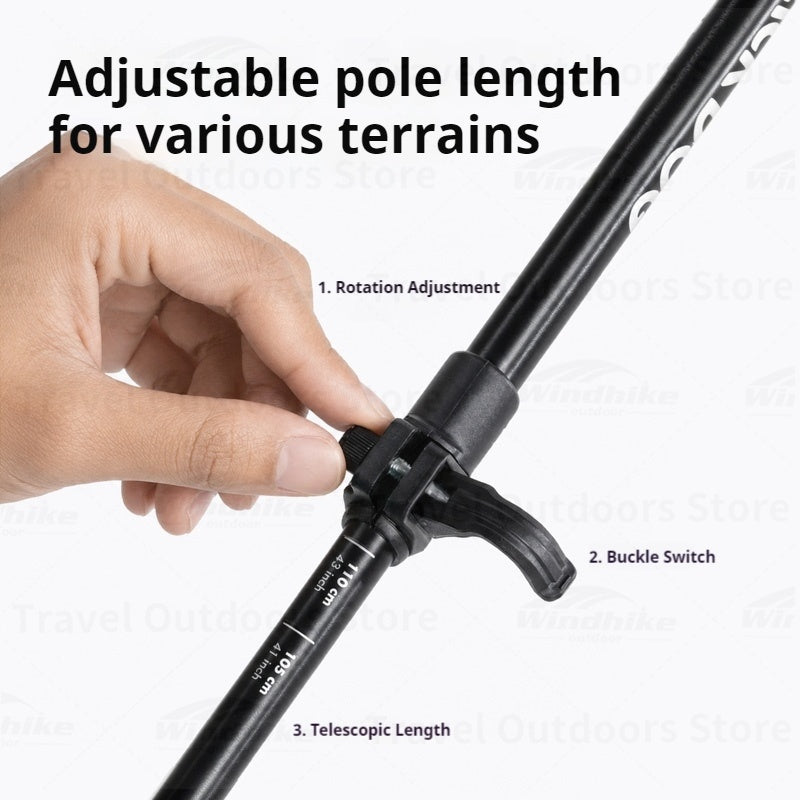 BLACKDOG Telescopic Trekking Pole Lightweight Aluminum Alloy Hiking Sticks Climbing Walking Stick Adjustable Wristband Design Mountaineering Gear