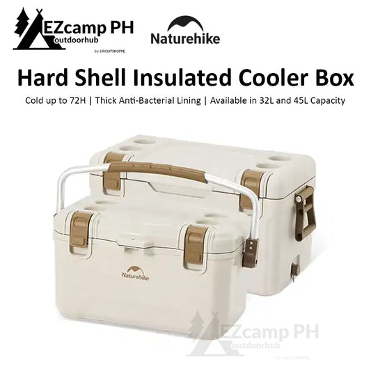 Naturehike SUB ZERO Hard Shell Outdoor Camping Cooler Box up to 72H Food Drinks Ice Storage Container Foam Insulation Anti-Bacterial Food Grade