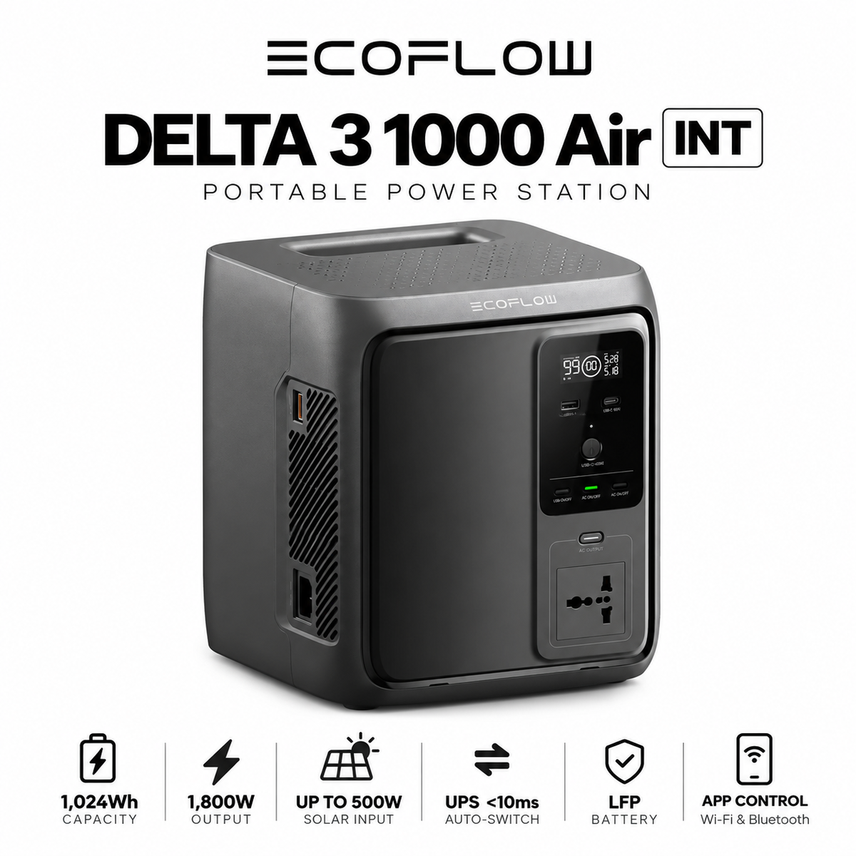 EcoFlow DELTA 3 1000 Air 960Wh Portable Power Station for Home Backup Outdoor Camping & RV