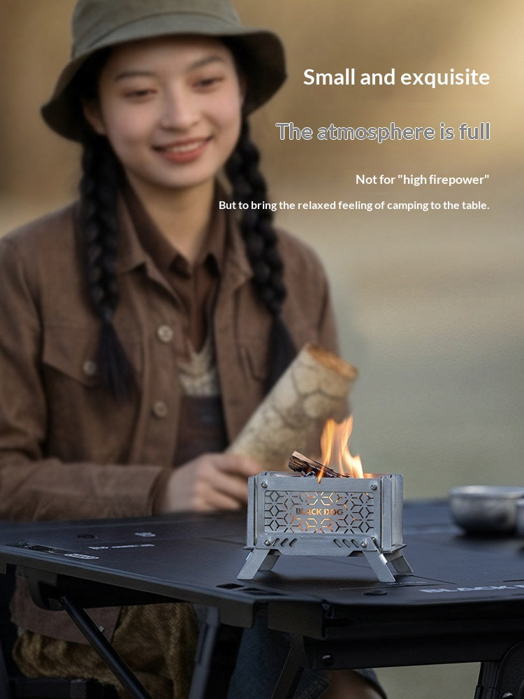 Blackdog SILENT PINE Tabletop Mini Firewood Incense Aroma Burner Stainless Steel Mosquito Coil Burning Rack Fire Viewing Aesthetic Outdoor Accessories