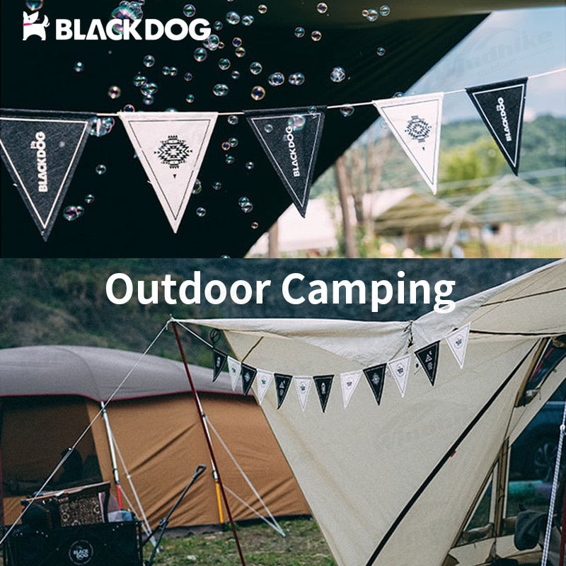BLACKDOG Camping Atmosphere Pennant String Decor 12 Flag 4M Wind Canopy Pole Rope Triangular Flag Festival Party Decoration Hanging Brand Banner