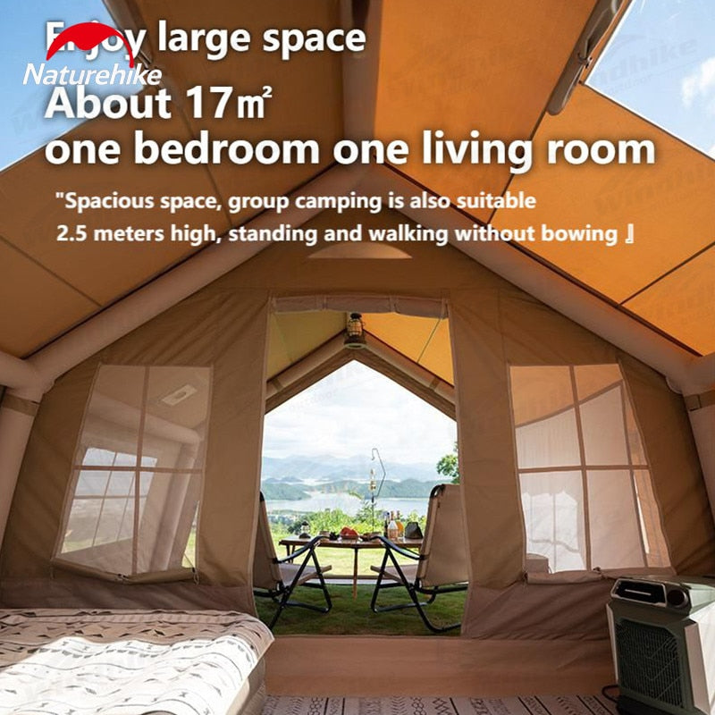 Naturehike AIR Series 17.2 Camp Inflatable Tent Luxury Extra Large 17.2m² Air Inflatable Waterproof Breathable Outdoor 1 Bedroom 1 Living Room