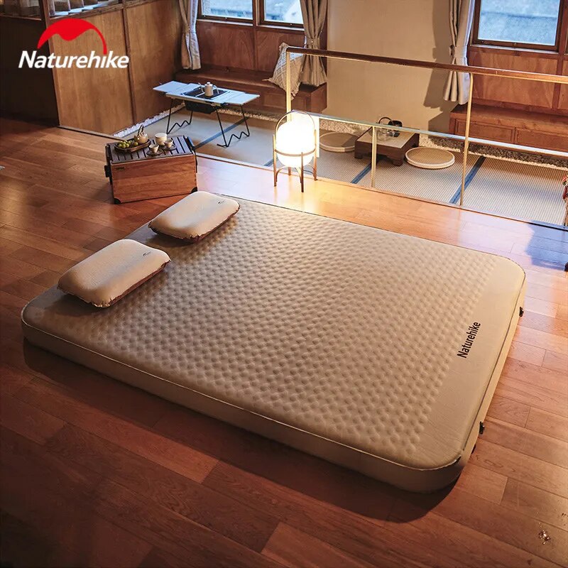 Naturehike FEATHER BONE C12 Inflatable Sleeping Pad Cushion Foam Queen Size Mattress Bed Mat Portable Storage Built-in Air Inflate Deflate Pump