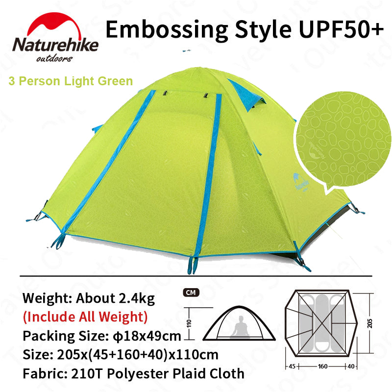 Naturehike 2 3 4 Person P-Series UPF50+ Outdoor Camping Tent Waterproof Windproof Portable Camp Heavy Duty Lightweight Camp Shelter for Nature Hike P Series Professional Hiking Backpacking
