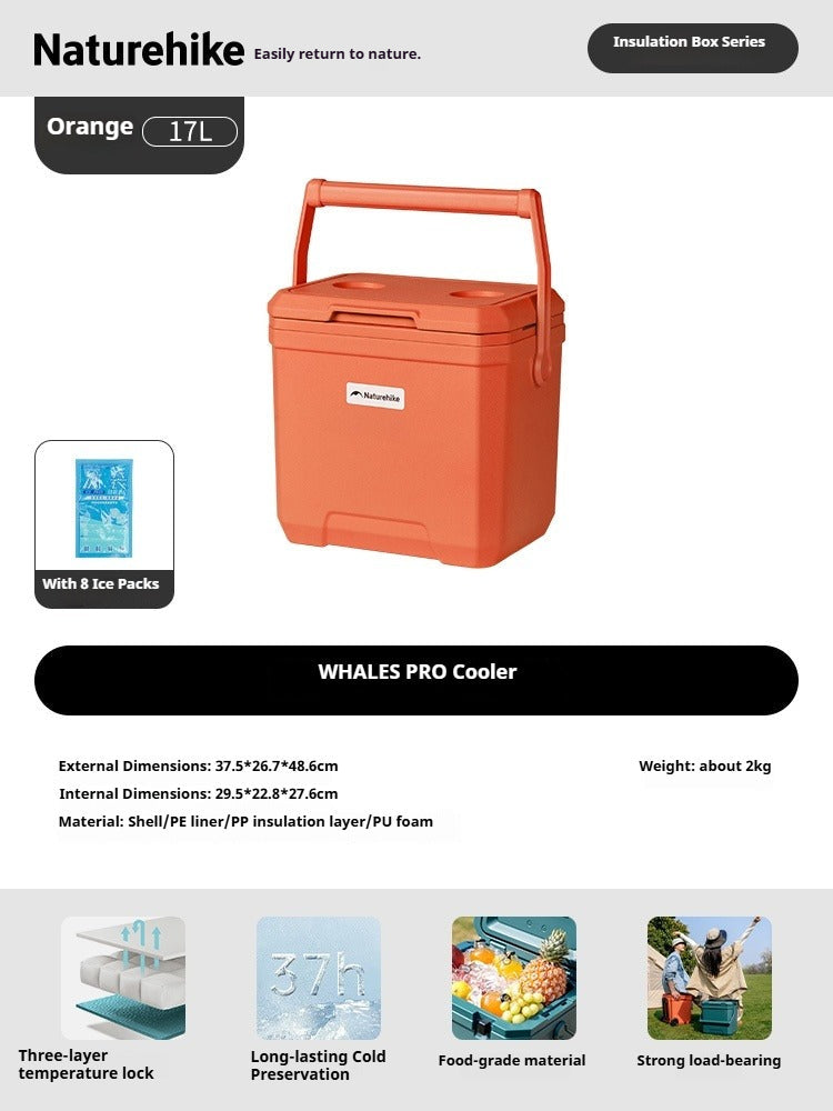 Naturehike WHALES PRO Cooler Portable Multipurpose 17/24/36L Capacity Food Drink Ice Storage Container Chest Box PU Cold Up To 49H Outdoor Camping