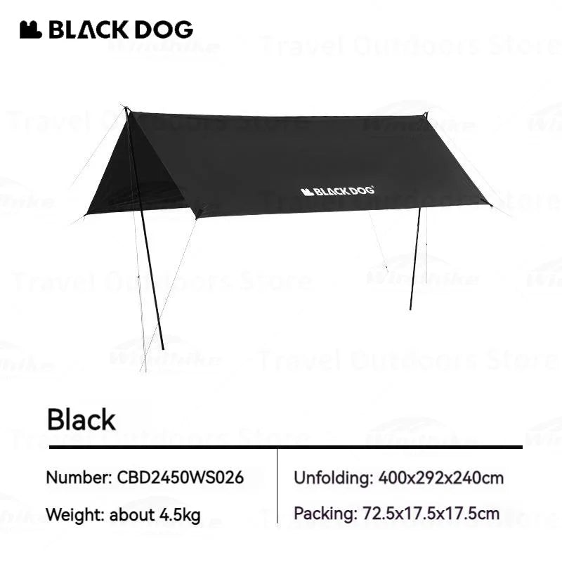 BLACKDOG Hexagonal Arc Edge Sky Curtain Large Canopy Awning Tarp Tent PU Coated 27m² Shade Area UPF50+ Sunscreen Shelter with Poles Hexagon Square