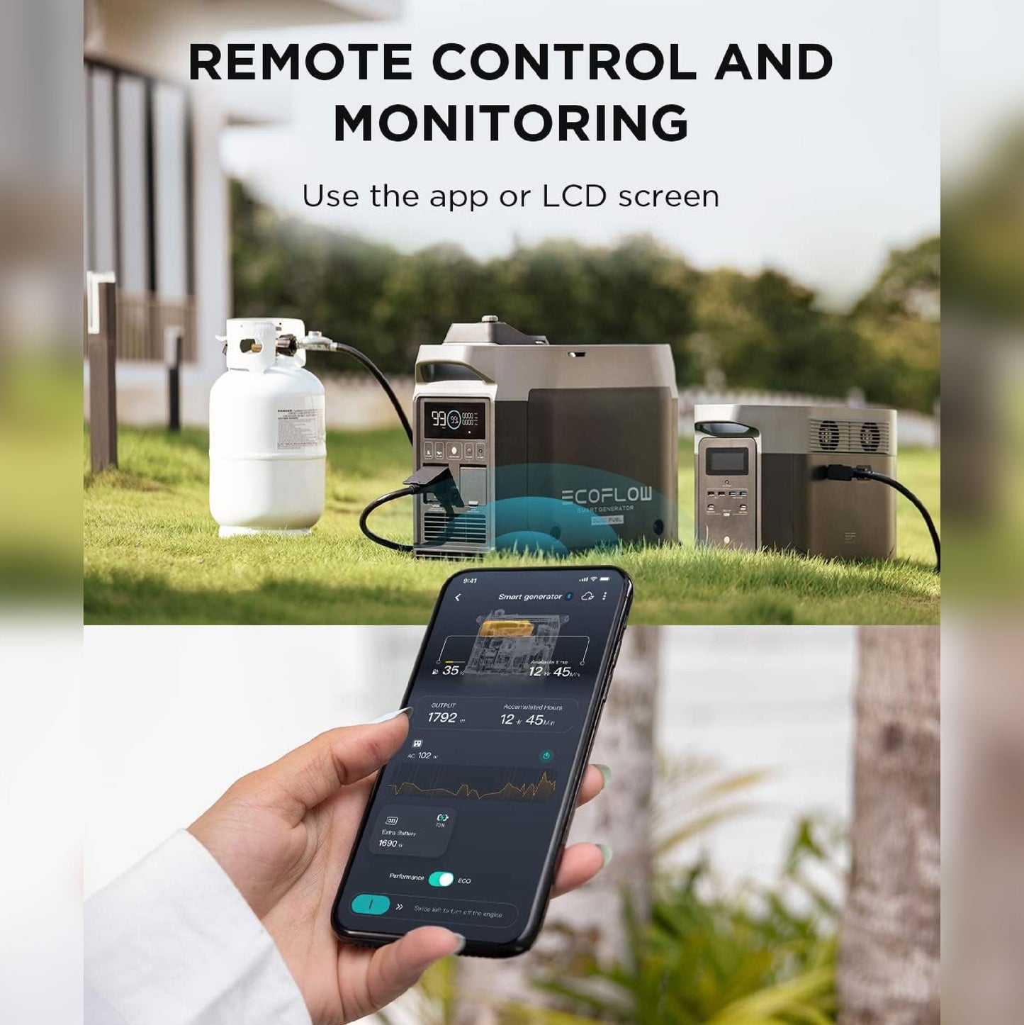 EcoFlow Dual Fuel Smart Generator Portable Lightweight Multifunctional Large Capacity Either LPG Or Gasoline Emergency Generator Backup Eco Flow