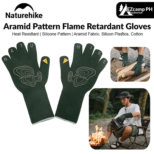 Naturehike Aramid Pattern Flame Retardant Gloves Outdoor Oven Glove Portable Ultralight Thickened Heat-Resistant Non-Slip Fabric Work Gloves Camping